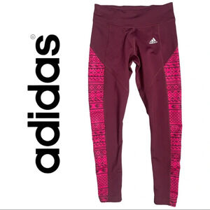 🛍️3/$40 Adidas Climawarm  Running Tights Running Leggings Size Small Berry Red